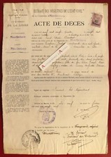 Montbrison death certificate d'occasion  Expédié en Belgium