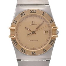 Relógio masculino OMEGA Constellation YG moldura plana mostrador dourado quartzo M#140702, usado comprar usado  Enviando para Brazil