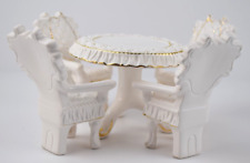 Mesa Art Deco com 4 cadeiras em branco com listras douradas, usado comprar usado  Enviando para Brazil