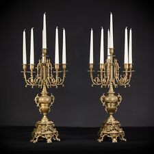 Par de candelabros | Dois castiçais de bronze meados dos anos 1900 | Barroco vintage | 27,2"_ comprar usado  Enviando para Brazil
