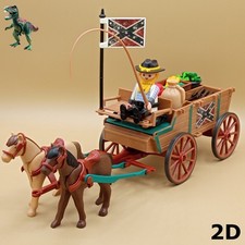 Playmobil carreta soldados sudistas-carro confederado-suministros-provisiones, usado comprar usado  Enviando para Brazil