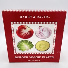 CONJUNTO DE QUATRO (4) pratos de hambúrguer Harry & David pratos de condimento para piquenique novos comprar usado  Enviando para Brazil