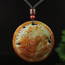 Pingente de jade verde vermelho 100% natural certificado grau A paisagem AM00195 comprar usado  Enviando para Brazil