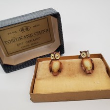 Brincos vintage de porcelana Toshikane coruja parafuso Tóquio Japão colecionável comprar usado  Enviando para Brazil