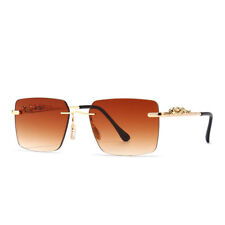 Óculos de sol hip hop quadrado masculino moda luxo ouro sem aro óculos comprar usado  Enviando para Brazil