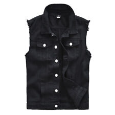 Colete jeans masculino casual jeans motociclista sem mangas colete jaqueta rasgada, usado comprar usado  Enviando para Brazil
