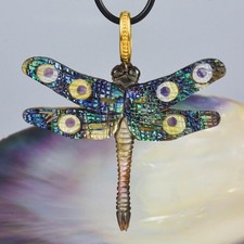 Pingente de libélula esculpido multicolorido concha e ouro Vermeil prata esterlina 7,47 g, usado comprar usado  Enviando para Brazil
