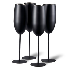 Flautas de champanhe de carvalho e aço preto fosco copos Prosecco presentes de Natal Natal  comprar usado  Enviando para Brazil