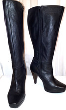 womens black leather boots wide calf for sale  STAINES-UPON-THAMES