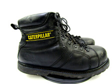 Usado, Botas de trabalho masculinas Caterpillar biqueira de aço 11 couro preto com cadarço utilitário de vestuário de trabalho comprar usado  Enviando para Brazil