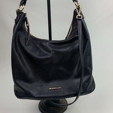 Bolsa hobo tiracolo Michael Kors MK couro pebbled preto e ombro dourado logotipo comprar usado  Enviando para Brazil