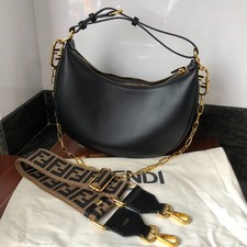 Usado, Authentic Fendi Black Cowhide Praphy Crescent-Moon Underarm Bag comprar usado  Enviando para Brazil