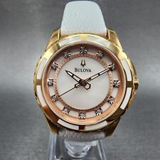 Usado, Bulova relógio de diamante feminino 32mm mostrador esfregão dois tons redondo 98P119 nova bateria comprar usado  Enviando para Brazil