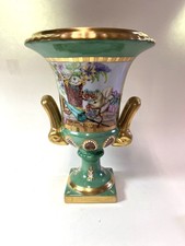 VASO DE PORCELANA PINTADO À MÃO CAMPANA URNA PLANTADOR ESTILO SÈVRES FLORAL E MÚSICA comprar usado  Enviando para Brazil