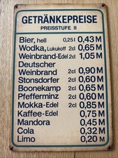Blechschild ddr getränkepreis gebraucht kaufen  Duisburg