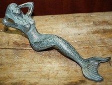 Estátua de sereia náutica estilo antigo de ferro fundido jardim lago piscina batente de porta verde comprar usado  Enviando para Brazil