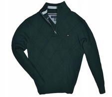 TOMMY HILFIGER Premium bawełna sweter męski ciemnozielony XXL na sprzedaż  PL