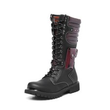 Bota de motocicleta masculina impermeável preta de couro ecológico para andar comprar usado  Enviando para Brazil