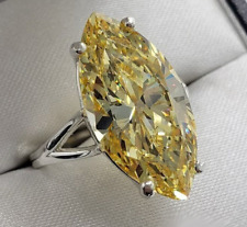 Usado, Anel solitário de diamante amarelo natural marquesa com certificação 4 quilates acabamento em ouro branco comprar usado  Enviando para Brazil