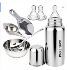 Juego completo de regalo para bebé PGD de acero alimentador de biberón cucharas tazón segunda mano  Embacar hacia Mexico