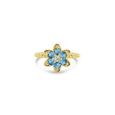 Anel alto de flor de tulipa de água-marinha ouro amarelo 14k, usado comprar usado  Enviando para Brazil