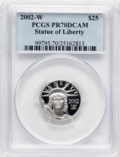 2002-W Proof Platinum Eagle 1/4 oz Blue Label PCGS MS70 comprar usado  Enviando para Brazil