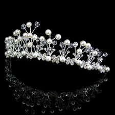 Tiara de strass cristal rainha formatura princesa casamento pérola 4 cm de altura adulto, usado comprar usado  Enviando para Brazil