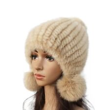 Moda Feminina Chapéu de Vison Real Inverno Quente Pele de Vison Chapéus de Malha Feminino Boné de Bola de Pele comprar usado  Enviando para Brazil