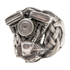 Anel de motor V Twin Bike prata esterlina 925 metal motociclista celta tamanhos R - Z + comprar usado  Enviando para Brazil
