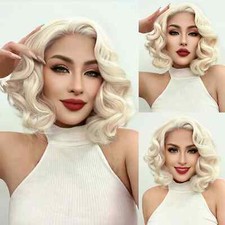 Peruca de renda frontal branca feminina ondulada encaracolada peruca de renda onda corporal sintética comprar usado  Enviando para Brazil