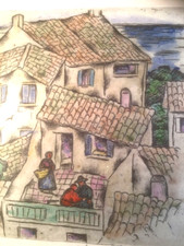 Rare woodcut seaside for sale Rare woodcut seaside for sale  WARWICK