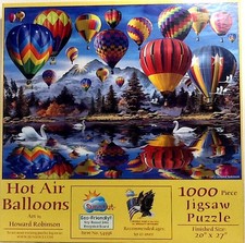 Puzzle Globos Aire Caliente Montañas Cisnes Howard Robinson 1000 piezas 20" X 27" segunda mano  Embacar hacia Mexico