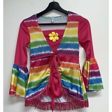 Usado, Camiseta Groovy Girl Hippie Fantasia de Halloween Anos 60 Anos 70 Franja Tiedye Tamanho 8 10 comprar usado  Enviando para Brazil