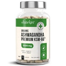 Ashwagandha Organic Premium KSM-66 Pimenta Preta 90 Cápsulas de Alta Resistência 550mg comprar usado  Enviando para Brazil