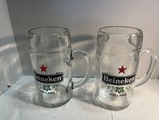 2 canecas de cerveja de vidro transparente Heineken Holland 8 polegadas de altura 1984 comprar usado  Enviando para Brazil
