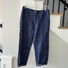 Calça cropped Tommy Bahama nova sem etiquetas Larch linho índigo tamanho 6 linda. comprar usado  Enviando para Brazil