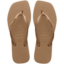 Sandália feminina Havaianas fina quadrada logotipo metálico ouro rosa tamanhos 35/36-41/42 NOVA comprar usado  Enviando para Brazil