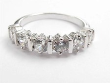 Aliança média prata marcada para casamento, aniversário, noivado com zircônia comprar usado  Enviando para Brazil