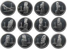 CONJUNTO DE 12 MOEDAS ILHA DE PÁSCOA 1 PESO 2021 ESTÁTUA MOAI ALUMÍNIO 14mm UNC comprar usado  Enviando para Brazil