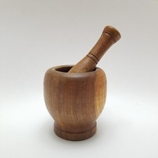 Conjunto antigo de tigela de madeira para moer argamassa e pilão triturador de alho mistura de ervas MCM comprar usado  Enviando para Brazil