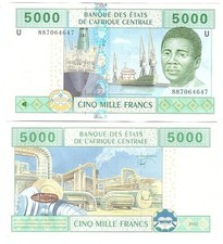 Centroafricano Santa África / Camerún / U _ 5000 Francos 2002 aUNC P. 209Ue segunda mano  Embacar hacia Mexico