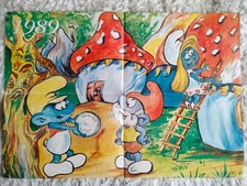 Używany, plakat Smerfy z 1989 roku dobrze zachowany i podkładka na stół lata 80 na sprzedaż  PL
