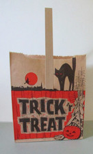 Saco de doces vintage de papel truque ou guloseima de Halloween saco menor gato preto, usado comprar usado  Enviando para Brazil