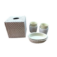 Lamont Baño Ratán Caimán Accesorios Jabonera Pañuelo Cubierta Vaso Mimbre segunda mano  Embacar hacia Mexico