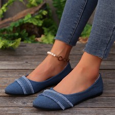 Sapatos femininos com biqueira pontiaguda sem salto confortável leve versátil comprar usado  Enviando para Brazil