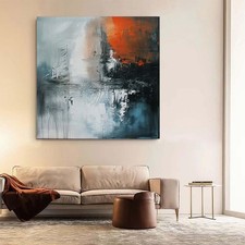 Pintura a óleo abstrata pintada à mão quadro em tela para decoração de casa azul comprar usado  Enviando para Brazil