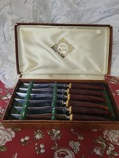 Conjunto de facas para bife inglês antigo vintage original com motivo Stagg na caixa comprar usado  Enviando para Brazil
