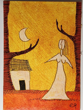 e9Art ACEO mulher perdida à noite arte externa bruta ingênua comprar usado  Enviando para Brazil