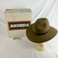 Chapéu cáqui icônico AKUBRA pele pura feltro tamanho 57 - Bom estado (MM1)CP#8705 comprar usado  Enviando para Brazil