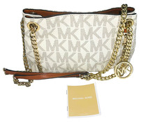 Bolsa tiracolo Michael Kors jet set logotipo MK corrente dourada baunilha feminina pequena comprar usado  Enviando para Brazil